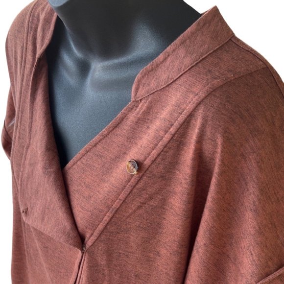 🌸4/$30🌸 Mandarin Collar Tab Cuff Shortsleeve Top - Picture 1 of 14